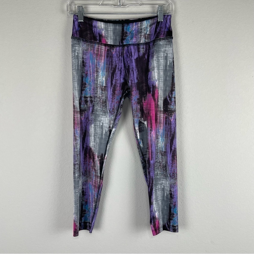 Beyond Yoga Purple Pink Silver Lux Foxing Cropped Athletic Leggings Size Medium
